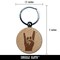Sign of the Horns Rock and Roll Hand Gesture Engraved Wood Round Keychain Tag Charm